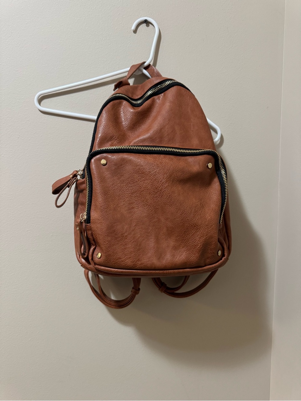 Madison West Brown Faux Leather Backpack